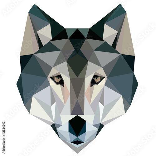 wolf low poly design geometric animal illustration vector face logo icon image