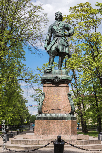 Monument to Peter the Great in Petrovsky park, Kronstadt, Russia