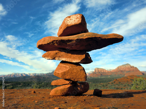 Slika na platnu Cairn of stacked rocks on Sedona, Arizona hiking trail