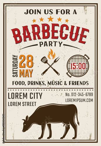 Barbecue Party Retro Style Poster