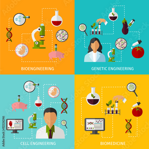Biotechnology Banners Set