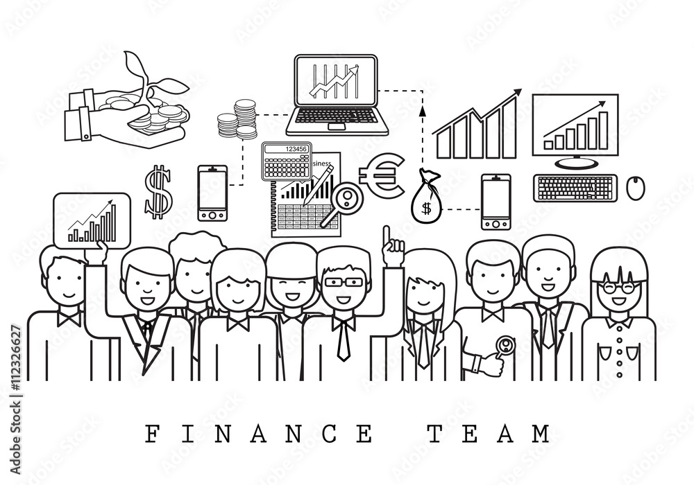 Finance Team-On White Background-Vector Illustration, Graphic Design