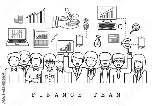 Finance Team-On White Background-Vector Illustration, Graphic Design