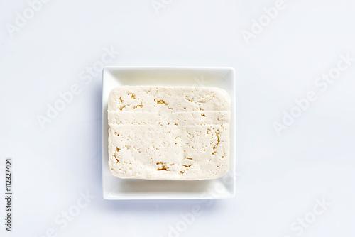 Tofu, fresh block of tofu on white background