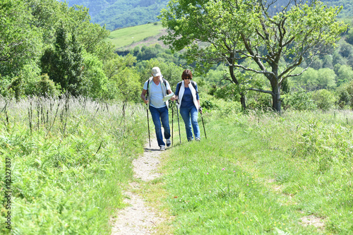 Senior couple on a hiking day in countryside © goodluz