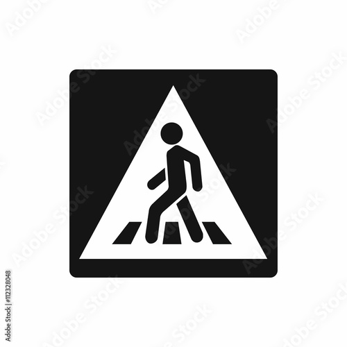 Pedestrian road sign icon, simple style