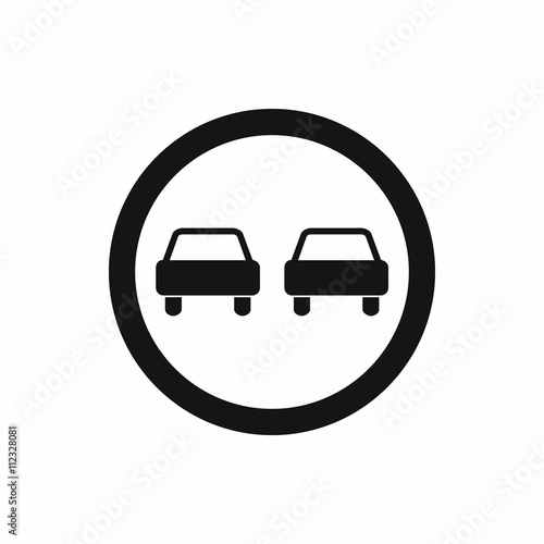 No overtaking road traffic sign icon, simple style