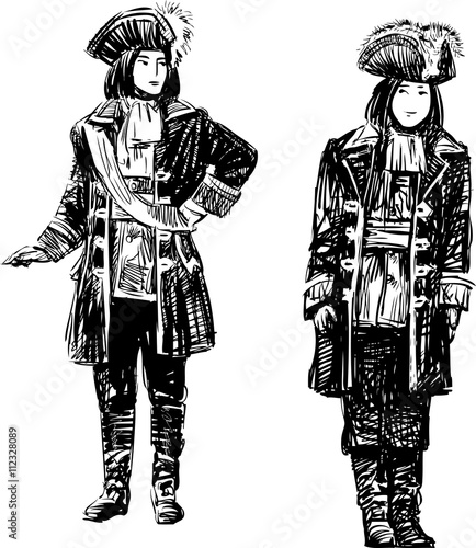 men in the theatrical costumes