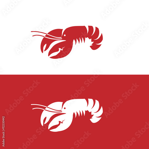 Fotografie, Tablou Red lobster on white and red background