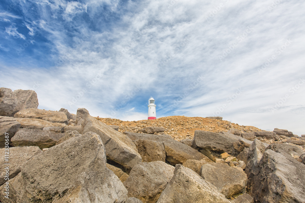 The lighthouse at Portland Bill on Dorset's Jurassic Coast.