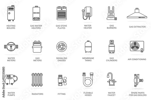 Vector linear icon gas equipment