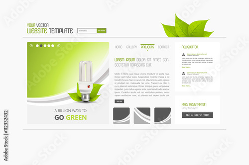 Eco Abstract minimalistic website template or interface. Vector graphics.