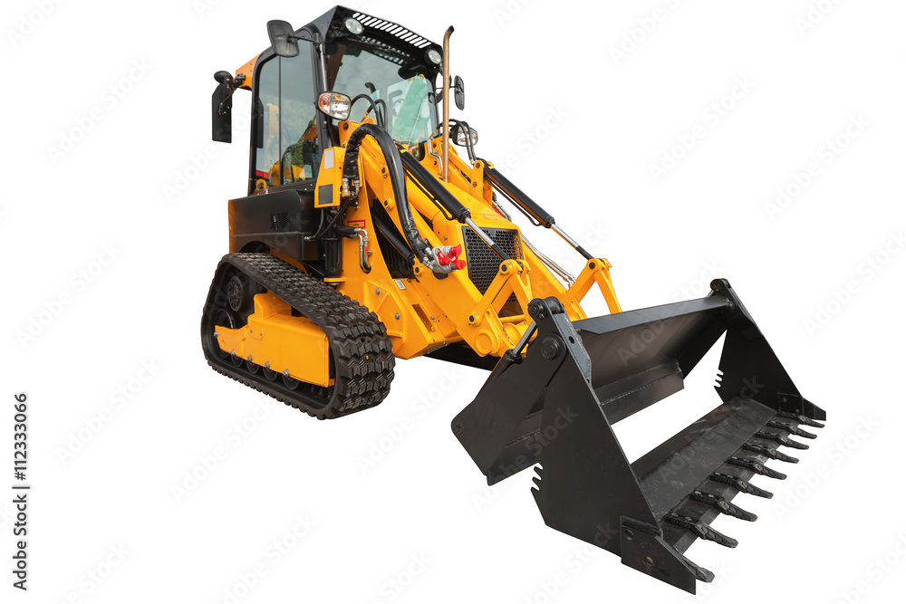 Fototapeta premium Backhoe loader or bulldozer - excavator with clipping path isola