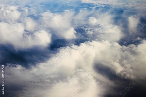 view panorama cloudscape from airplane window © bozhdb