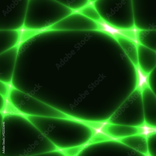 Green chaotic lines on dark background - template