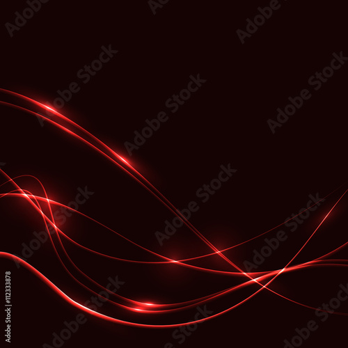 Dark background with red laser shine neon waves