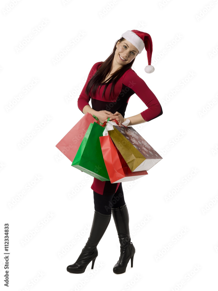 smiling christmas shopping lady