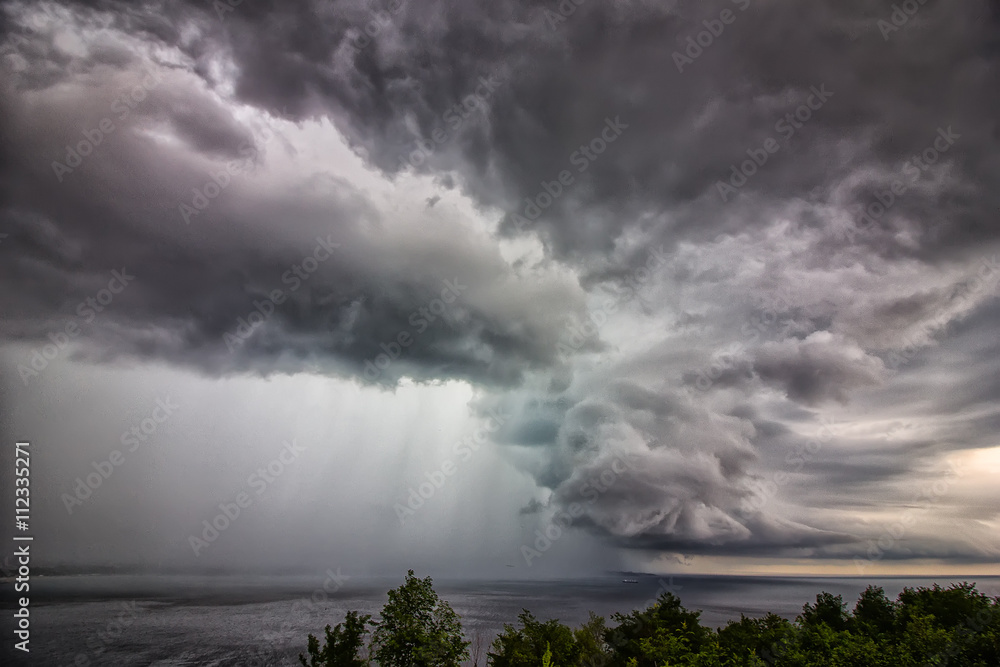 exciting stormy clouds over the sea