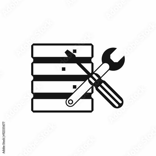 Database with screwdriverl and spanner icon