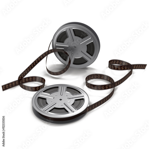 Movie film reel on white 3D Illustration