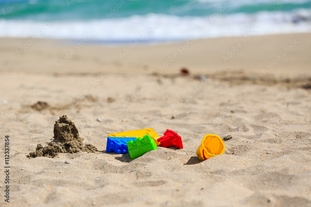 kids play on sand beach concept