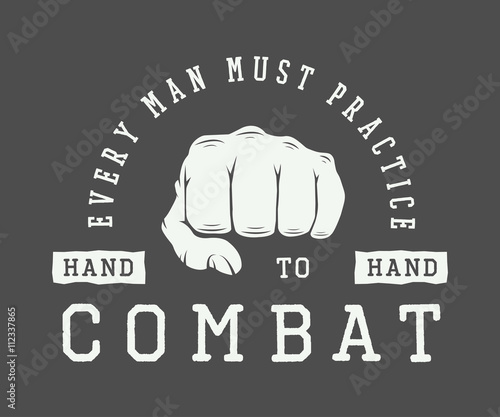 Vintage martial arts sport or fighting club logo, emblem, print
