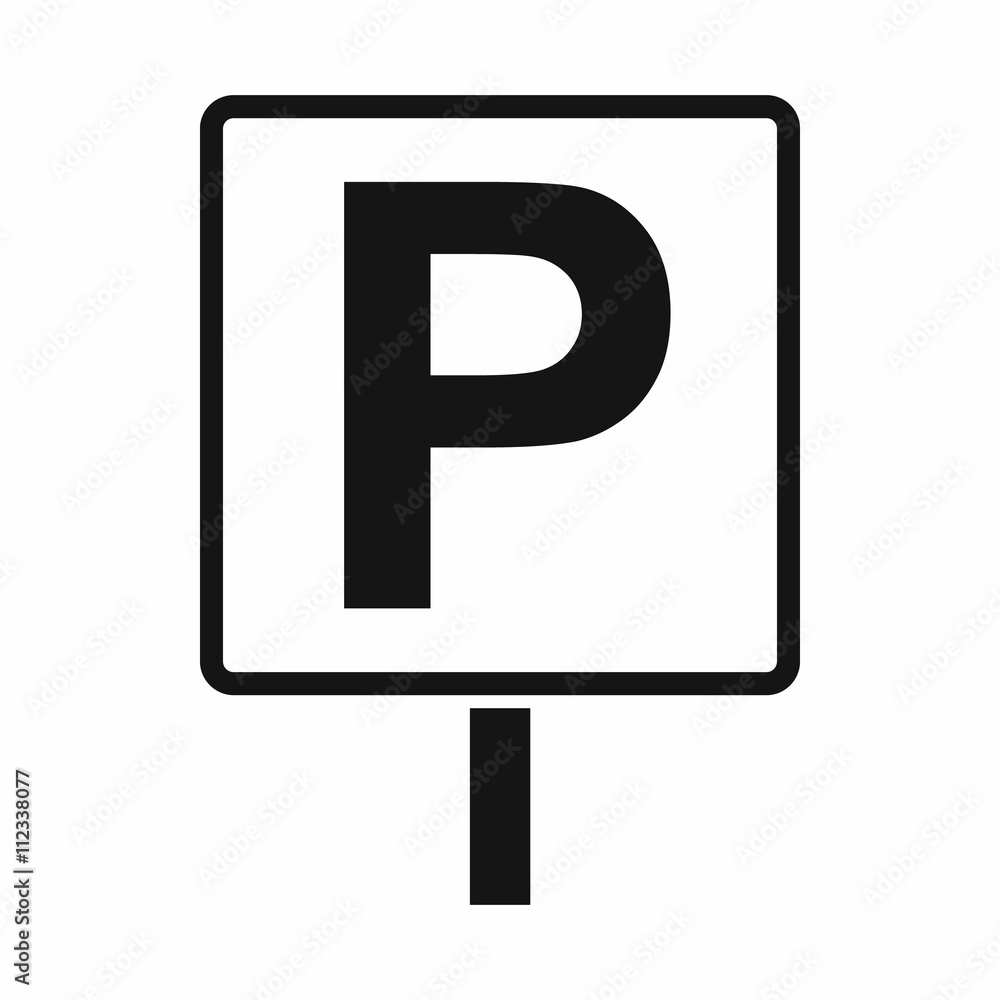 Parking sign icon, simple style