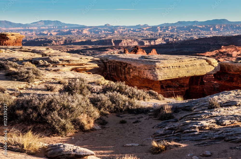 Fototapeta premium Whitecrack area- White Rim Road- Canyonlands National Park- Island in the Sky- Utah. This permit only camping area off White Rim Road is the most popular.