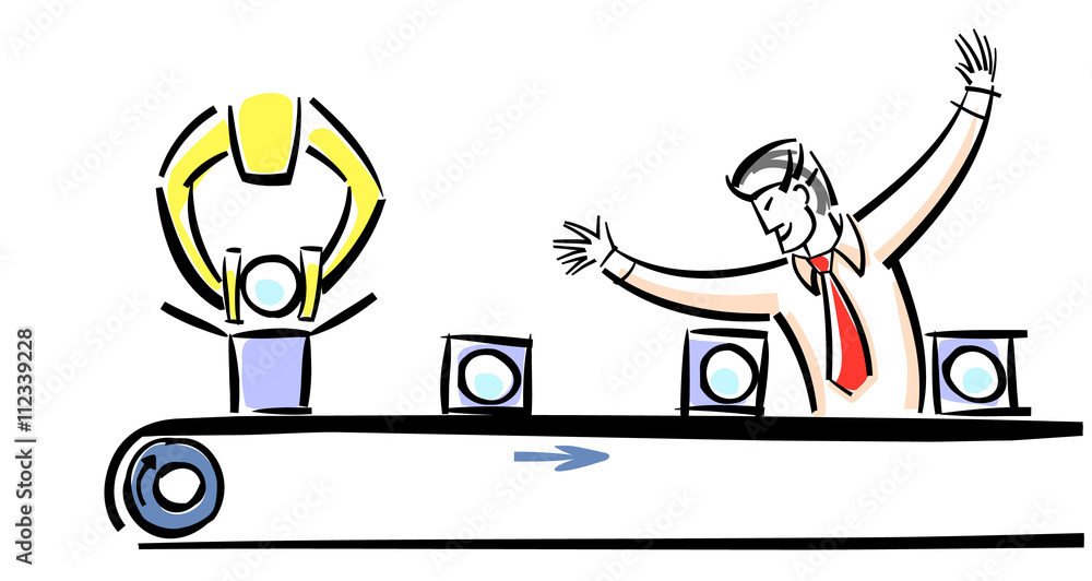 Businessman with production line Businessman with production line