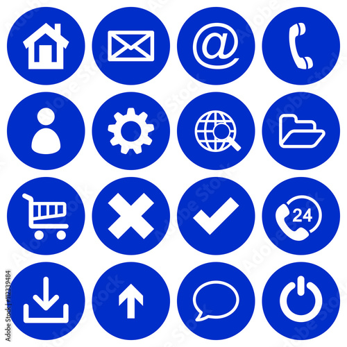 Set of 16 basic flat icons