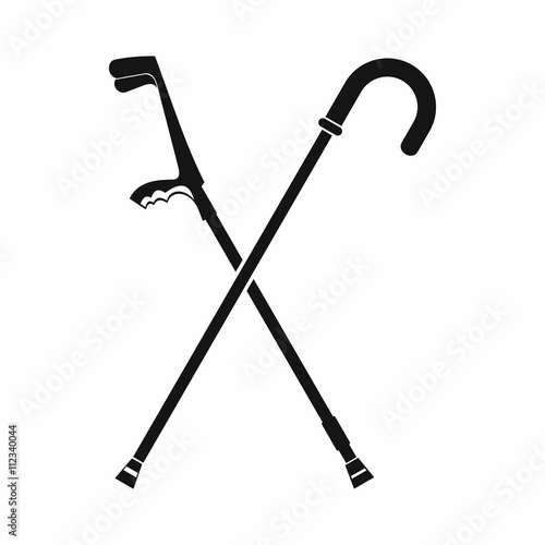 Walking cane icon, simple style