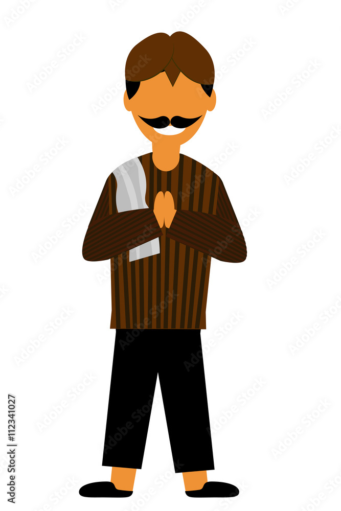 Smiling Java man with big mustache, isolated on white
Smiling Java man with big mustache, isolated on white