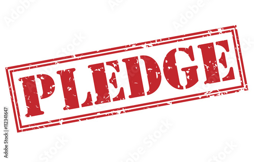 pledge red stamp on white background photo