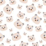 Cute bear face seamless pattern. Vector illustration.