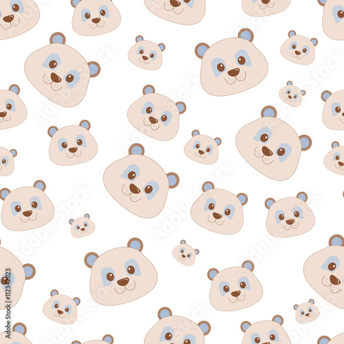 Cute bear face seamless pattern. Vector illustration.