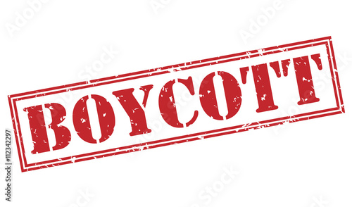 boycott red stamp on white background photo