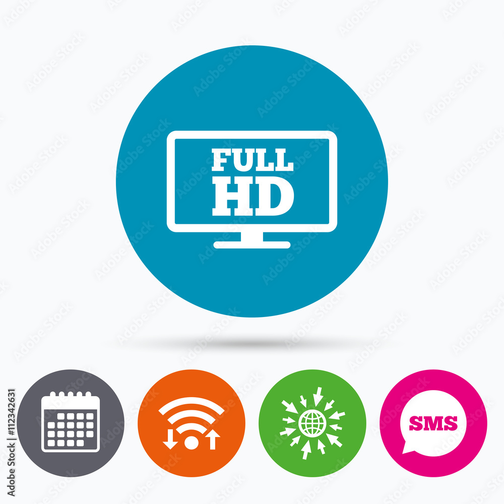 Full hd widescreen tv. High-definition symbol. Full hd widescreen tv. High-definition symbol.