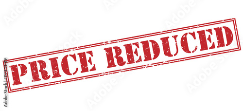 price reduced red stamp on white background
