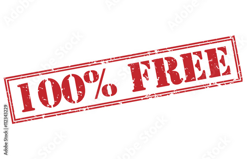 100  free red stamp on white background