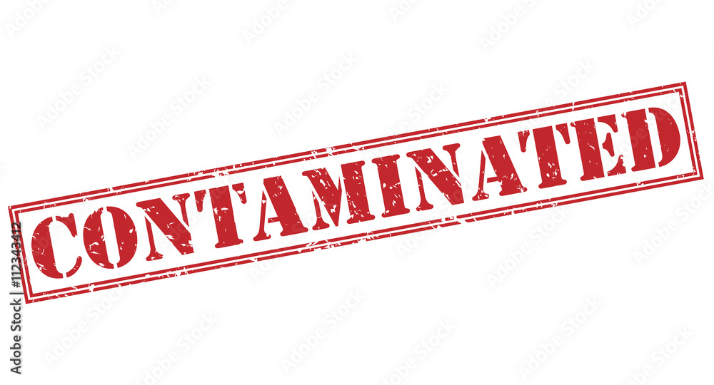 Fotografie contaminated red stamp on white background
