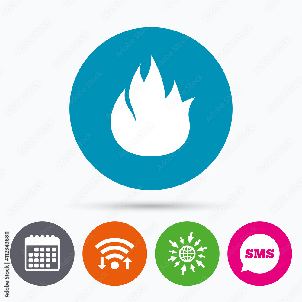 Fire flame sign icon. Fire symbol. Fire flame sign icon. Fire symbol.