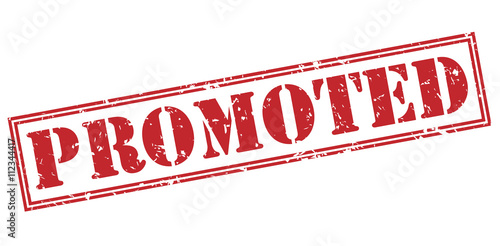 promoted red stamp on white background