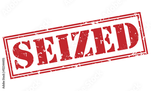 seized red stamp on white background