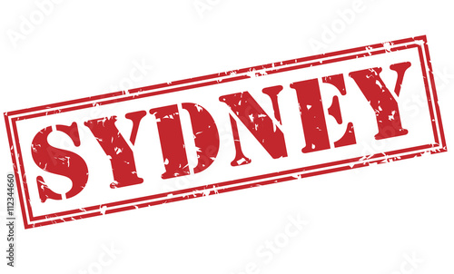 Photography sydney red stamp on white background
