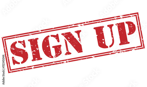 sign up red stamp on white background