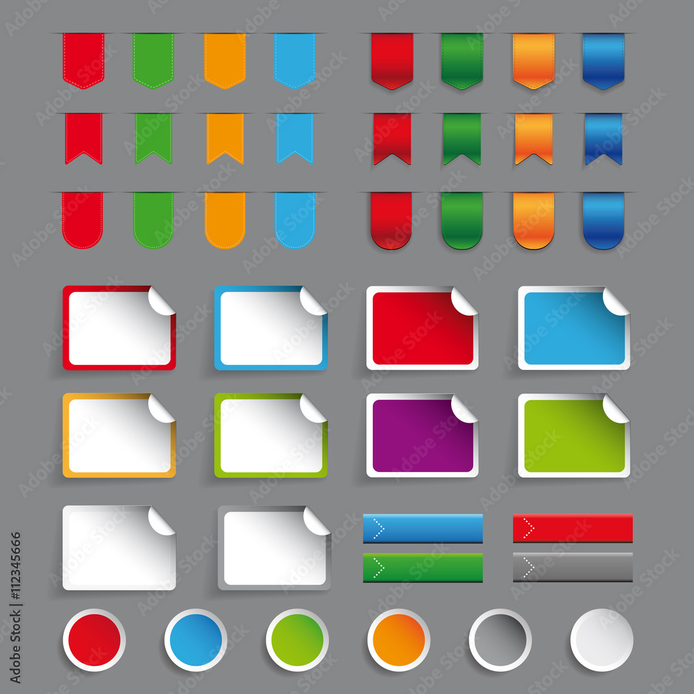 Ribbon, sticker, label set vector Ribbon, sticker, label set vector