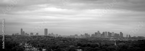 Black and White Panorama of Boston