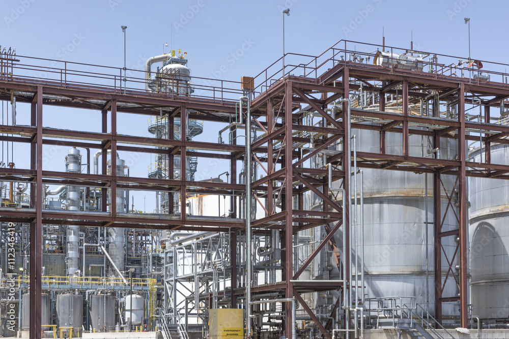Close-up of chemical refinery plant