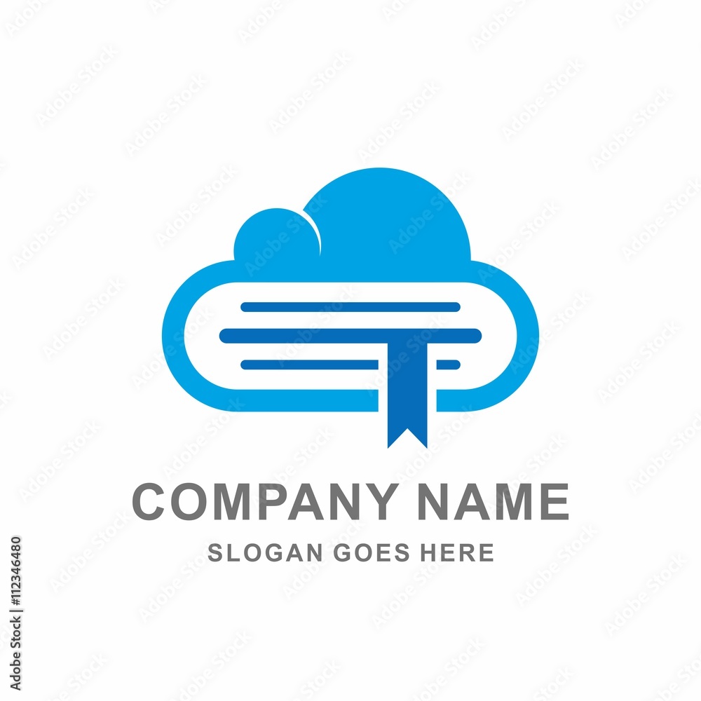 Cloud Book Document Data Education Learning Vector Logo Template