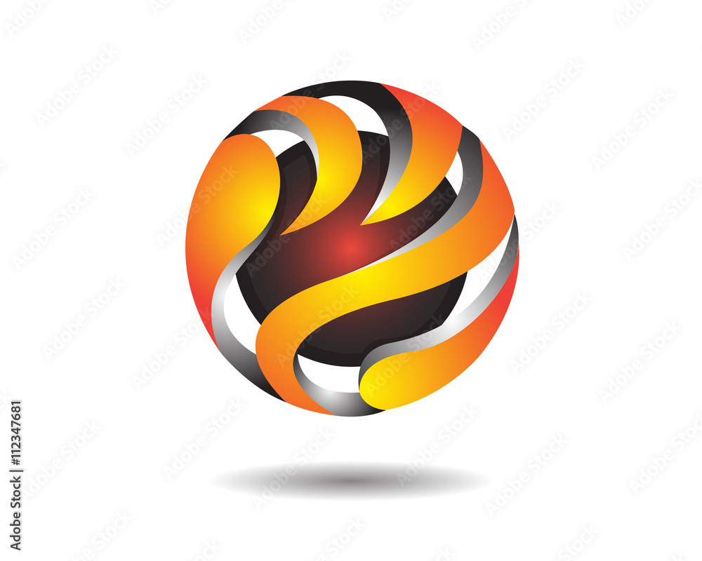 Abstract Glossy Burning Sphere Logo Icon Abstract Glossy Burning Sphere Logo Icon